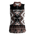 Personalised Taniko Motifs Aotearoa Women Sleeveless Polo Shirt Waitangi Kowhaiwhai Kiwi - Mocha