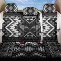 Personalised Taniko Motifs Aotearoa Back Car Seat Cover Waitangi Kowhaiwhai Kiwi - Monochrome