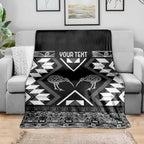Personalised Taniko Motifs Aotearoa Blanket Waitangi Kowhaiwhai Kiwi - Monochrome