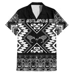 Personalised Taniko Motifs Aotearoa Family Matching Mermaid Dress and Hawaiian Shirt Waitangi Kowhaiwhai Kiwi - Monochrome