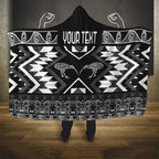 Personalised Taniko Motifs Aotearoa Hooded Blanket Waitangi Kowhaiwhai Kiwi - Monochrome
