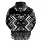 Personalised Taniko Motifs Aotearoa Hoodie Waitangi Kowhaiwhai Kiwi - Monochrome