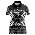 Personalised Taniko Motifs Aotearoa Women Polo Shirt Waitangi Kowhaiwhai Kiwi - Monochrome