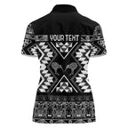Personalised Taniko Motifs Aotearoa Women Polo Shirt Waitangi Kowhaiwhai Kiwi - Monochrome