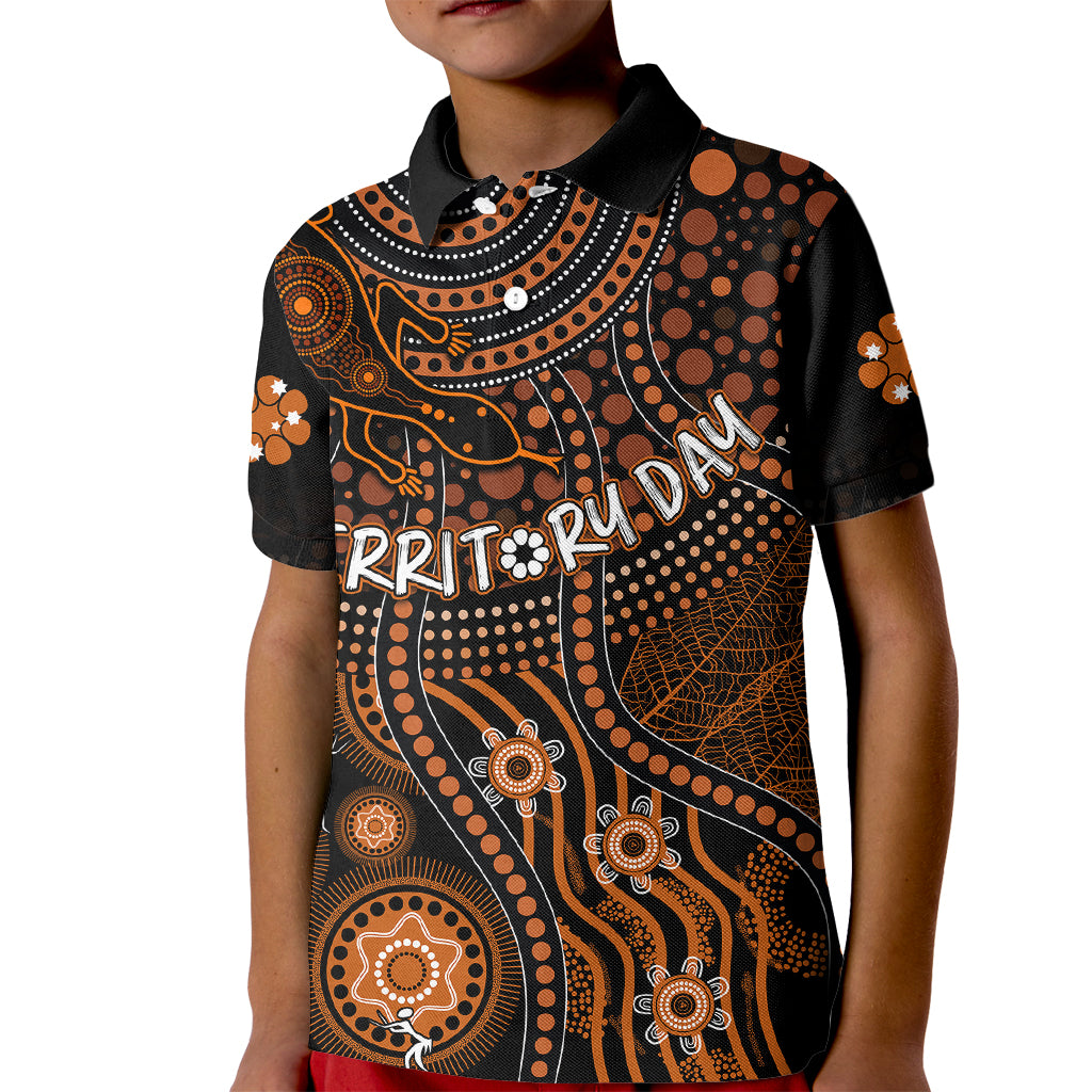 personalised-northern-territory-day-kid-polo-shirt-indigenous-sun-and-life-art