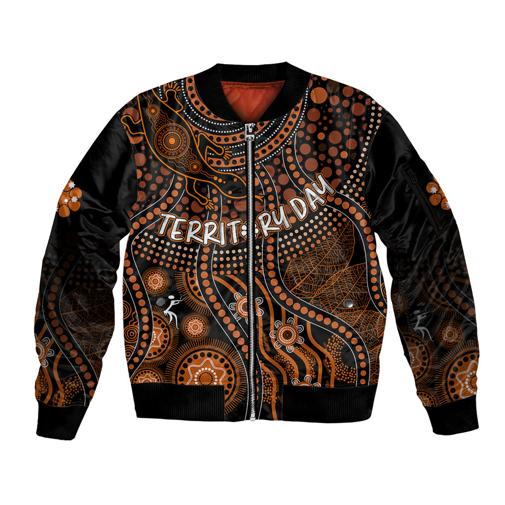 personalised-northern-territory-day-sleeve-zip-bomber-jacket-indigenous-sun-and-life-art