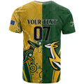 Personalised Australia Mix South Africa Rugby T Shirt Wallabies And Springboks - Champions Indigenous Ver LT7