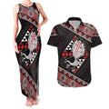 Taniko Aotearoa Couples Matching Tank Maxi Dress and Hawaiian Shirt Poutama Mix Piwakawaka