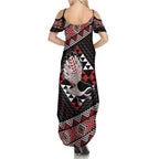 Taniko Aotearoa Family Matching Summer Maxi Dress and Hawaiian Shirt Poutama Mix Piwakawaka