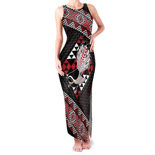 Taniko Aotearoa Family Matching Tank Maxi Dress and Hawaiian Shirt Poutama Mix Piwakawaka