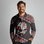 Taniko Aotearoa Long Sleeve Polo Shirt Poutama Mix Piwakawaka