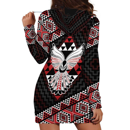Taniko Aotearoa Hoodie Dress Poutama Mix Piwakawaka - Ver02