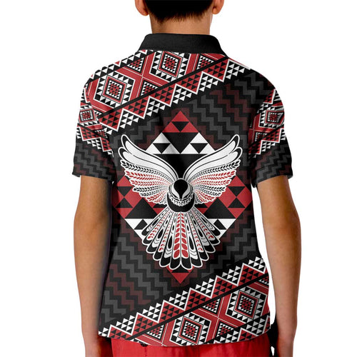 Taniko Aotearoa Kid Polo Shirt Poutama Mix Piwakawaka - Ver02