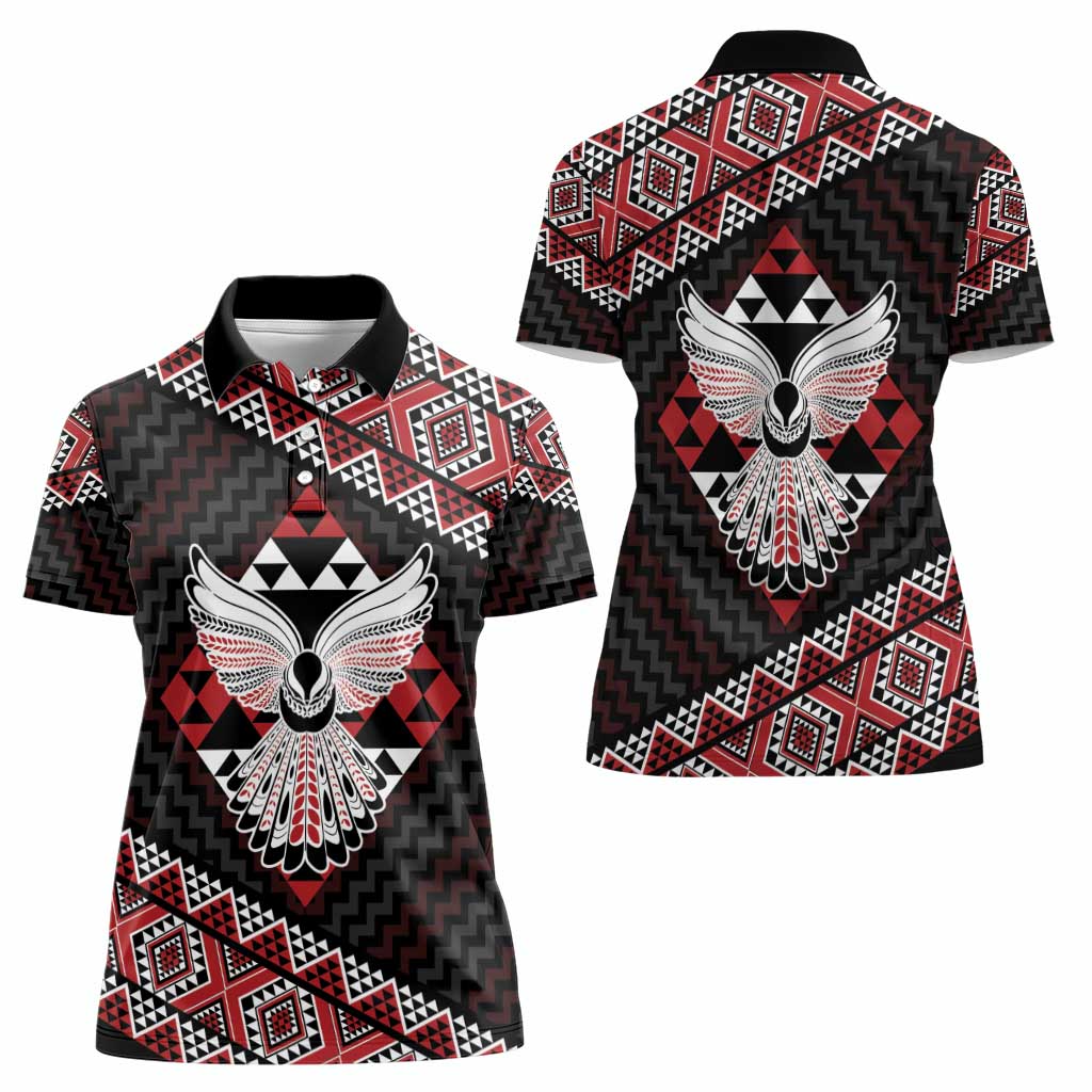 Taniko Aotearoa Women Polo Shirt Poutama Mix Piwakawaka - Ver02