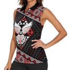 Taniko Aotearoa Women Sleeveless Polo Shirt Poutama Mix Piwakawaka - Ver02