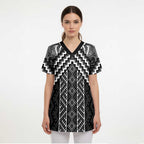 Maori Tukutuku Taniko Motifs Scrub Top Black Poutama Mix Kowhaiwhai - Aussie Hoodie