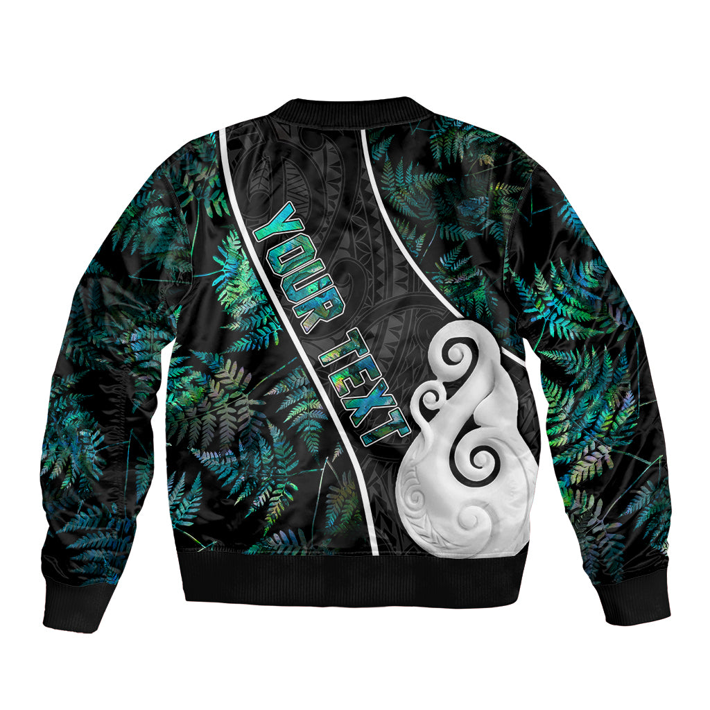 peronsalised-new-zealand-bomber-jacket-paua-shell-maori-manaia-with-silver-ferns