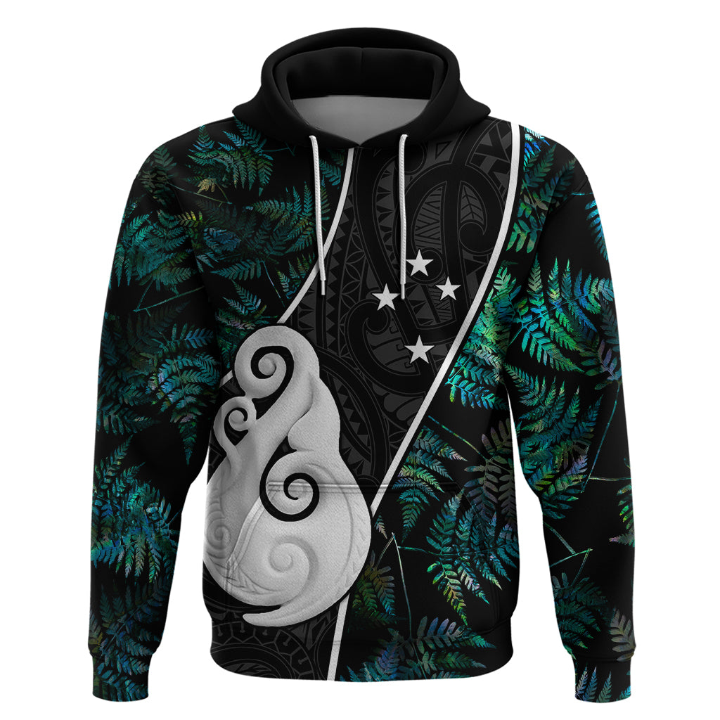 peronsalised-new-zealand-hoodie-paua-shell-maori-manaia-with-silver-ferns