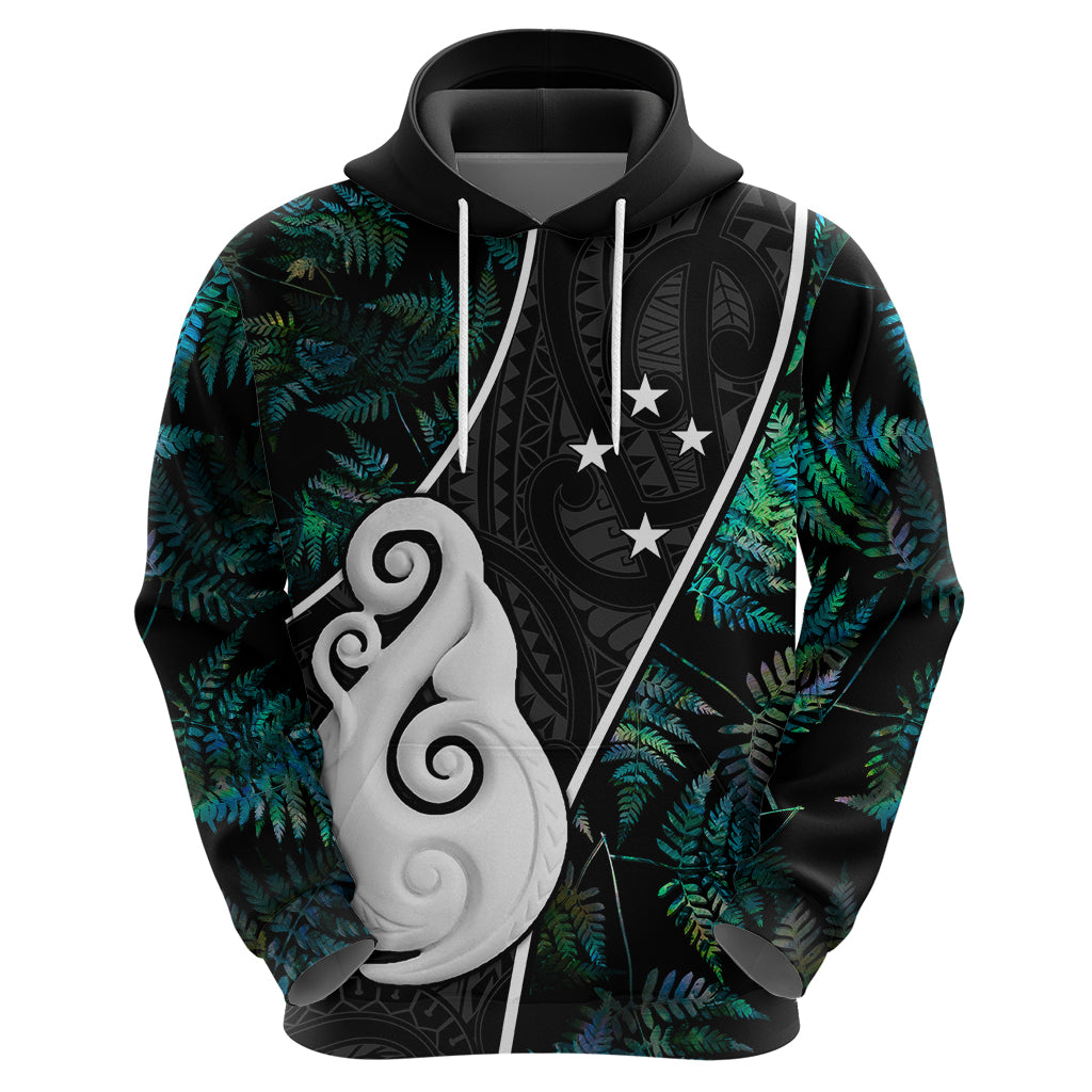 peronsalised-new-zealand-hoodie-paua-shell-maori-manaia-with-silver-ferns