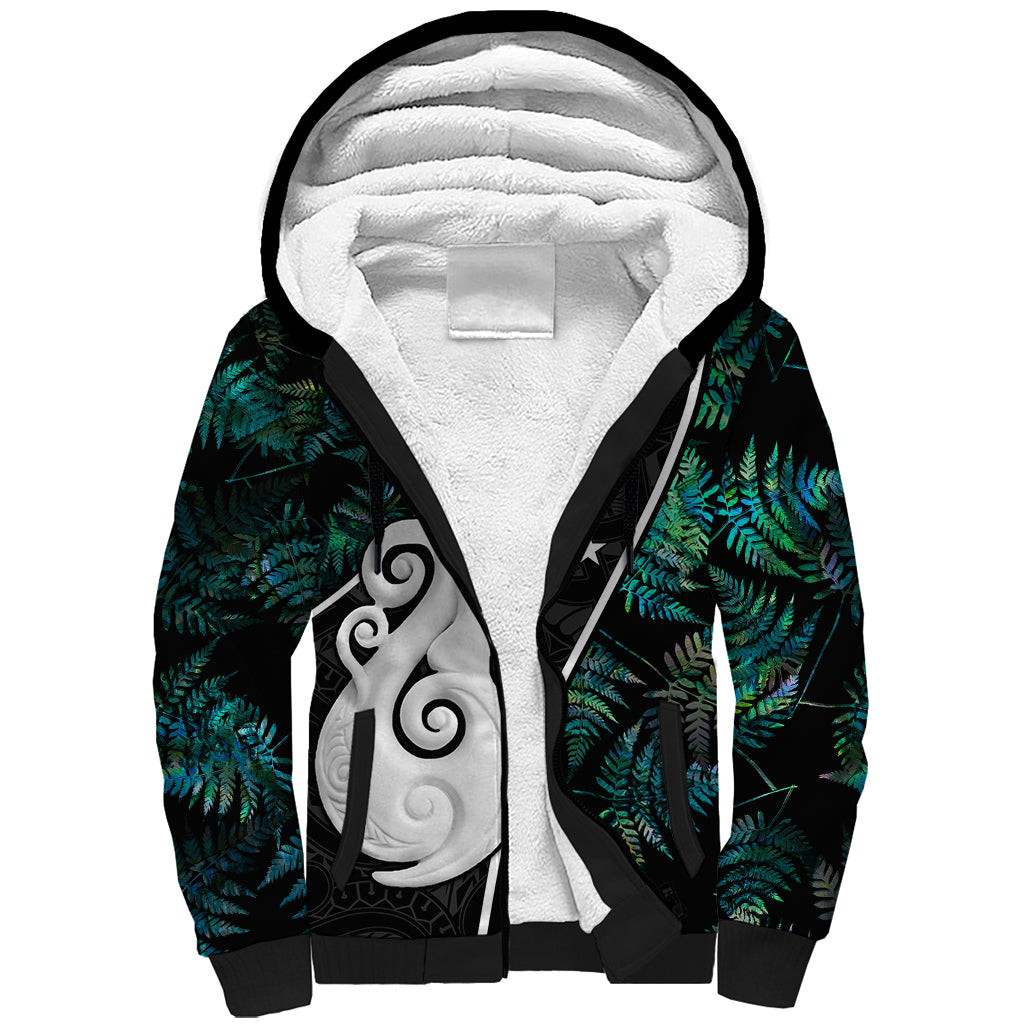 peronsalised-new-zealand-sherpa-hoodie-paua-shell-maori-manaia-with-silver-ferns