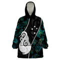 peronsalised-new-zealand-wearable-blanket-hoodie-paua-shell-maori-manaia-with-silver-ferns