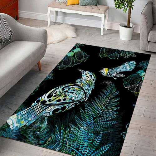 Aotearoa Maori Mahuru Area Rug Spring Time - Paua Shell Green