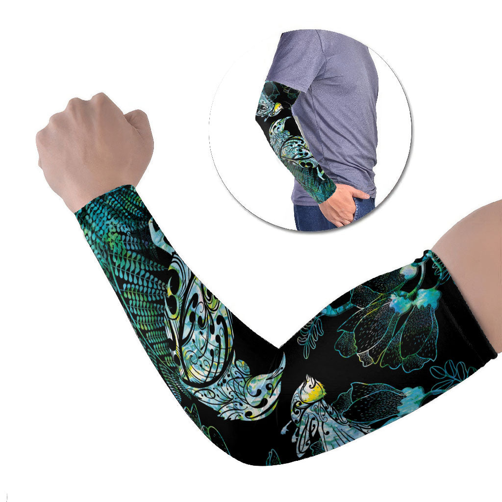 Aotearoa Maori Mahuru Arm Sleeves Spring Time - Paua Shell Green