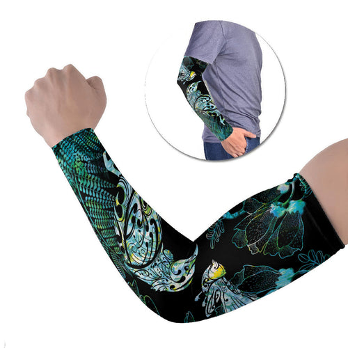 Aotearoa Maori Mahuru Arm Sleeves Spring Time - Paua Shell Green