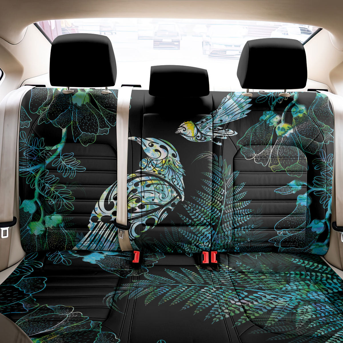 Aotearoa Maori Mahuru Back Car Seat Cover Spring Time - Paua Shell Green