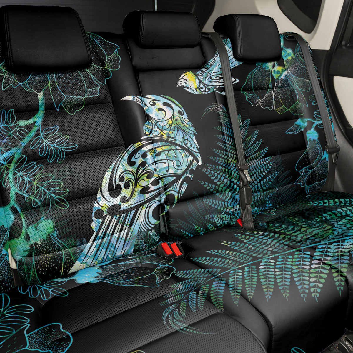 Aotearoa Maori Mahuru Back Car Seat Cover Spring Time - Paua Shell Green