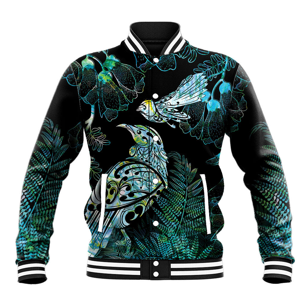 Aotearoa Maori Mahuru Baseball Jacket Spring Time - Paua Shell Green