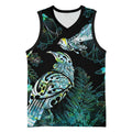 Aotearoa Maori Mahuru Basketball Jersey Spring Time - Paua Shell Green