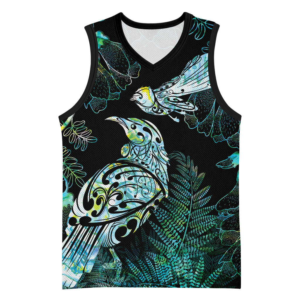Aotearoa Maori Mahuru Basketball Jersey Spring Time - Paua Shell Green