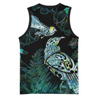 Aotearoa Maori Mahuru Basketball Jersey Spring Time - Paua Shell Green