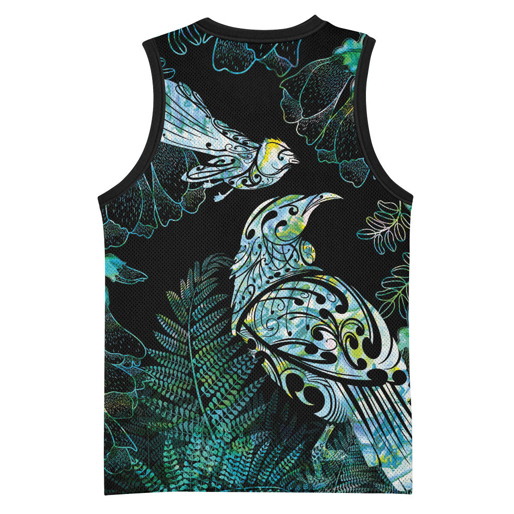 Aotearoa Maori Mahuru Basketball Jersey Spring Time - Paua Shell Green