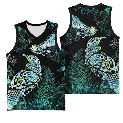 Aotearoa Maori Mahuru Basketball Jersey Spring Time - Paua Shell Green