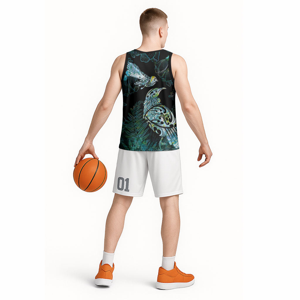 Aotearoa Maori Mahuru Basketball Jersey Spring Time - Paua Shell Green
