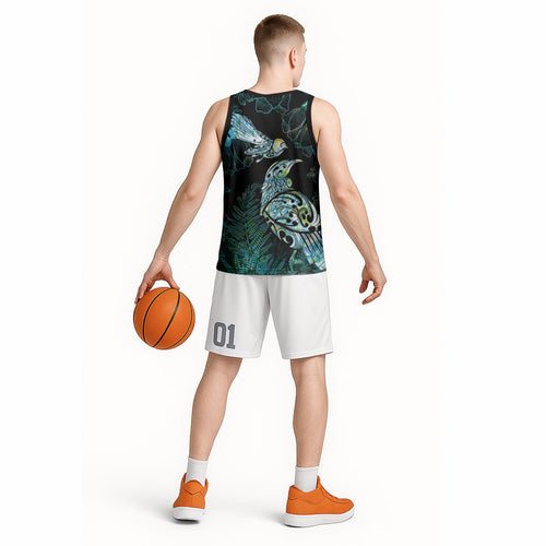 Aotearoa Maori Mahuru Basketball Jersey Spring Time - Paua Shell Green