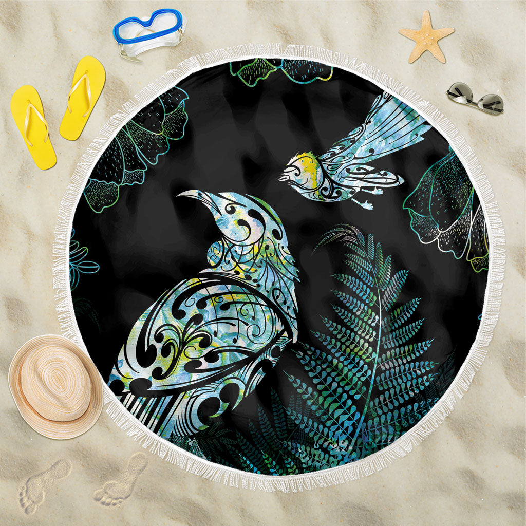 Aotearoa Maori Mahuru Beach Blanket Spring Time - Paua Shell Green