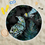 Aotearoa Maori Mahuru Beach Blanket Spring Time - Paua Shell Green