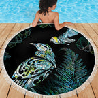 Aotearoa Maori Mahuru Beach Blanket Spring Time - Paua Shell Green