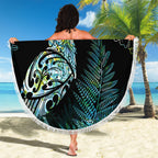 Aotearoa Maori Mahuru Beach Blanket Spring Time - Paua Shell Green