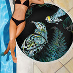 Aotearoa Maori Mahuru Beach Blanket Spring Time - Paua Shell Green