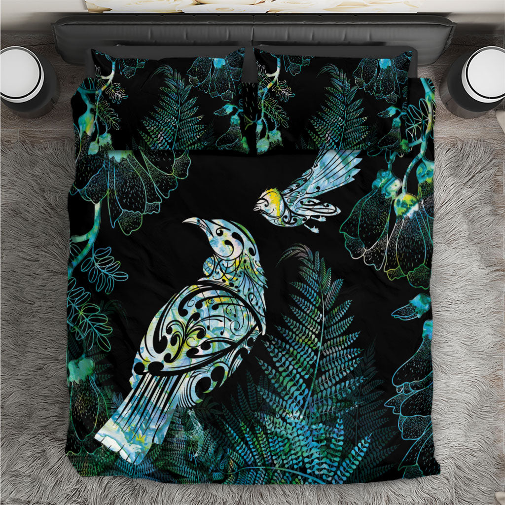 Aotearoa Maori Mahuru Bedding Set Spring Time - Paua Shell Green