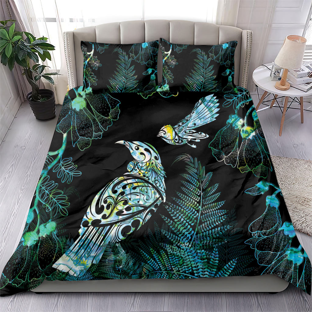 Aotearoa Maori Mahuru Bedding Set Spring Time - Paua Shell Green