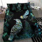 Aotearoa Maori Mahuru Bedding Set Spring Time - Paua Shell Green