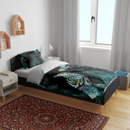 Aotearoa Maori Mahuru Bedding Set Spring Time - Paua Shell Green