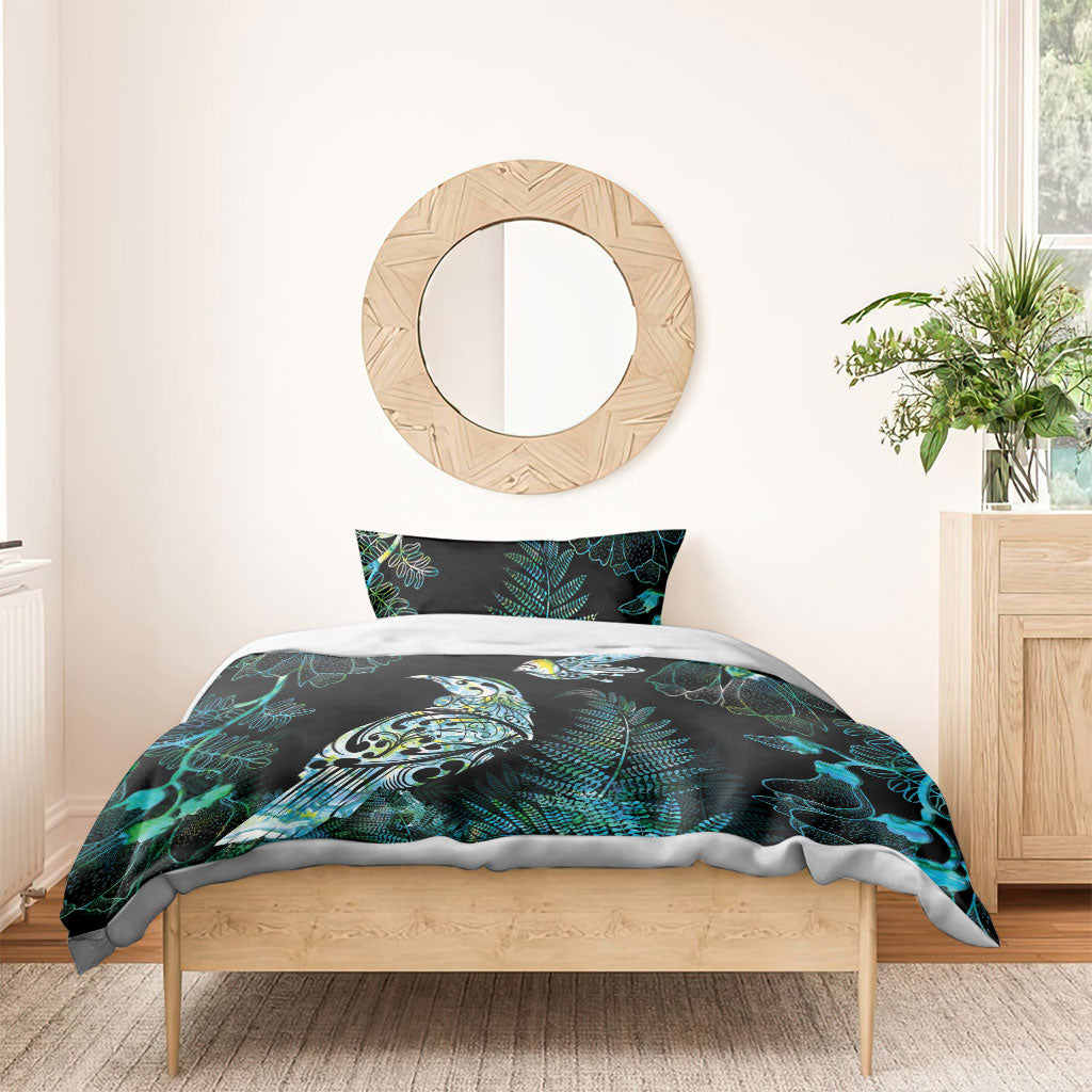 Aotearoa Maori Mahuru Bedding Set Spring Time - Paua Shell Green