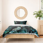 Aotearoa Maori Mahuru Bedding Set Spring Time - Paua Shell Green