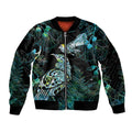 Aotearoa Maori Mahuru Bomber Jacket Spring Time - Paua Shell Green
